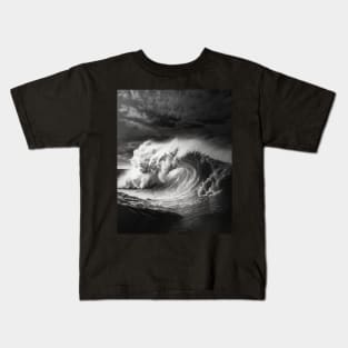 dolphins jumping from a giant wave Kids T-Shirt